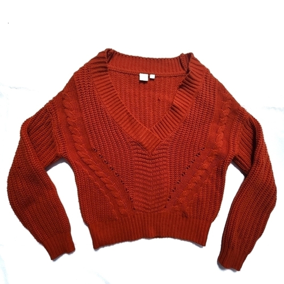 TWIK By Simons Orange Knitted V-Neck Sweater - Picture 1 of 9